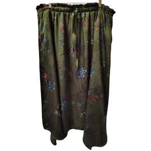 Time and Tru XL Green Floral Midi Skirt